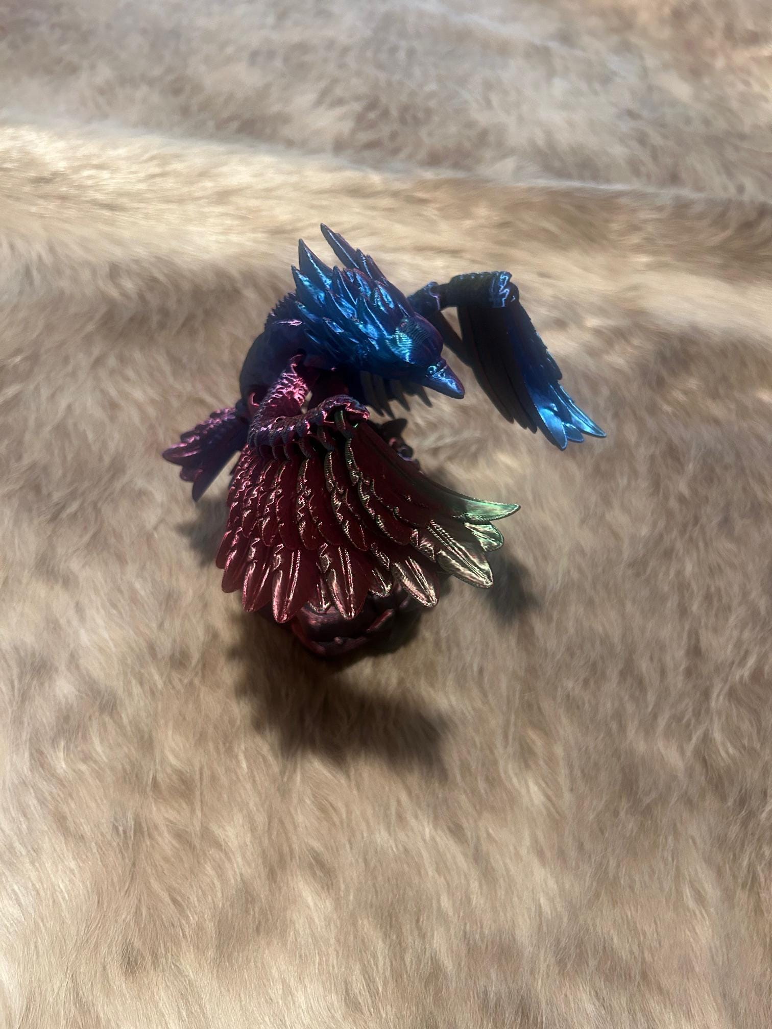 Articulated Phoenix – Color-Shifting 3D Printed Fidget Bird – Mythical Desk Pet, Fantasy Gift, Firebird Figurine