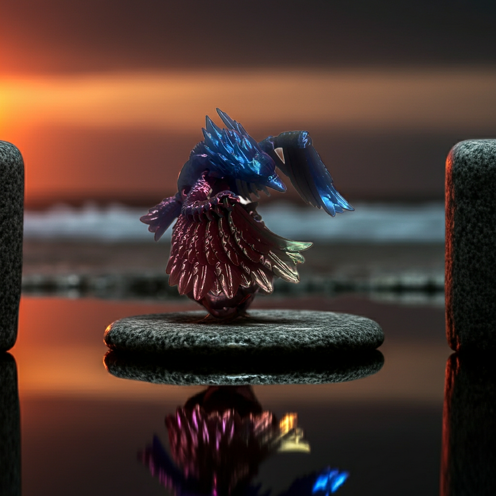 Articulated Phoenix – Color-Shifting 3D Printed Fidget Bird – Mythical Desk Pet, Fantasy Gift, Firebird Figurine